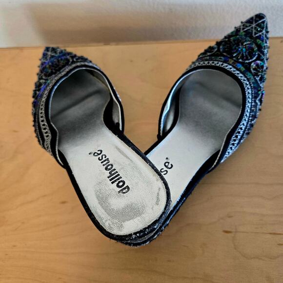 Vintage Embellished sequin and embroidery kitten mule with pointed toe Y2K - Picture 5 of 5